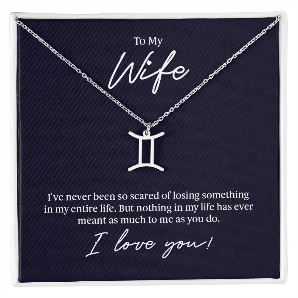 To My Wife Loss Sympathy Gemini Zodiac Necklace Silver Tone Standard Box
